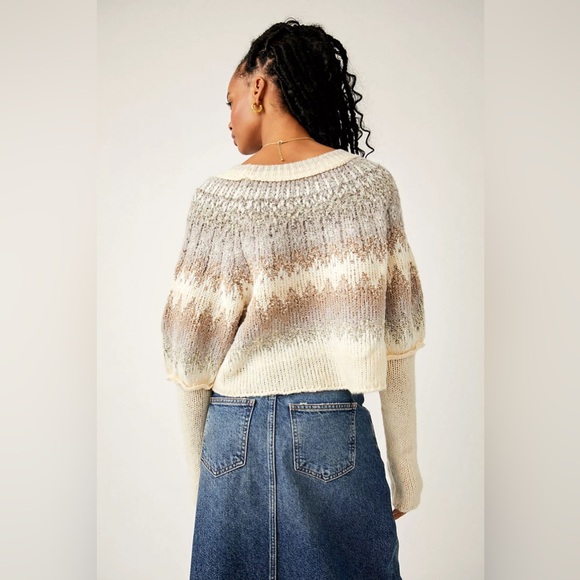NEW Free people Home For The Holidays Sweater in neutral - Picture 2 of 12